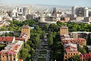 Balconies Prints: Architecture in central Yerevan, the capital of Armenia, Armenia