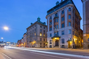 Stockholm Prints: Architecture on Skeppsbron at dusk, Gamla Stan, Stockholm, Sweden, Scandinavia, Europe
