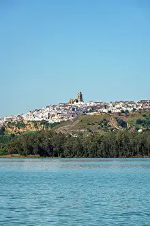 Pueblos Blancos Prints: Arcos de la Frontera view from the other side of the lake in the Pueblos Blancos region