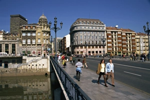 Bilbao Prints: The Arenal bridge in the centre of the city of Bilbao
