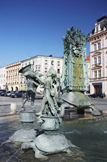 Images Dated 5th August 2009: Arions Fountain in Upper Square (Horni Namesti), Olomouc, Moravia