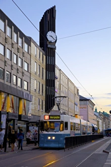 Gothenburg Prints: Arkaden Shopping Centre and tram at dusk, Gothenburg, Sweden, Scandinavia, Europe