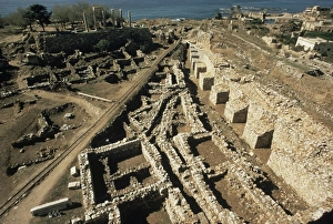 Lebanonese Prints: Arrow headed fortification wall of the old Phoenician