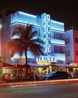 Art deco district at dusk