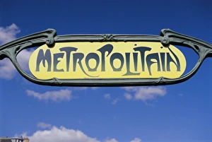 Metro Prints: Art deco Metropolitain (subway) sign, Paris, France, Europe
