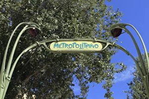 Images Dated 22nd August 2010: Art Nouveau Metropolitano sign at the Picoas Metro station in central Lisbon