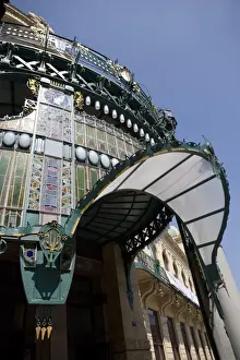 Czech Prints: Art Nouveau stained glass in entrance porch of the Municipal House, Old Town