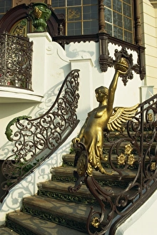 Czech Prints: Art nouveau staircase at Hanava Pavilion, Prague, Czech Republic, Europe