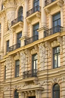 Riga Gallery: Art Nouveau style architecture (Jugendstil) designed by Mikhail Eisenstein, Riga, Latvia, Europe