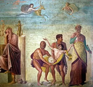 Images Dated 28th April 2010: Artemis sends a deer to spare the sacrifice of Iphigenia, House of Tragic Poet from Pompeii