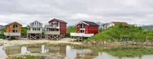 Cabins Prints: Artic Hotel, Sommaroy, County of Troms, Norway, Northern Europe
