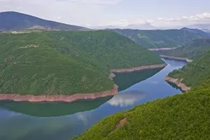 Artifical lake behind the Fierze dam, Albania, Europe