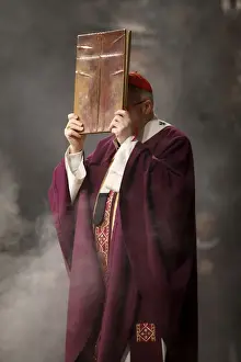 Obscured Face Prints: Ash Wednesday celebration in Notre Dame de Paris cathedral, Paris, France, Europe