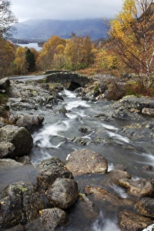 Ashness Bridge in autumn near Keswick, Lake District National Park, Cumbria, England, United Kingdom, Europe