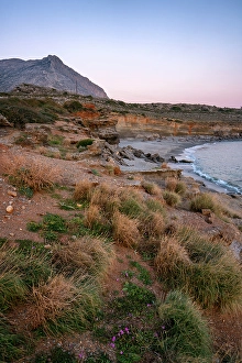 Gentle Prints: Aspes beach at sunset, with turquoise sea in the background, Greece