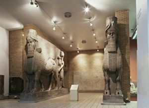 British Museum Prints: Assyrian winged bulls from Khorsabad, British Museum, London, England, United Kingdom