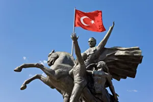 Customs Prints: Ataturk statue in the Old Town of Antalya, Anatolia, Turkey, Asia Minor, Eurasia