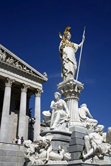 Athena statue in front of the Parliament building, Vienna, Austria, Europe