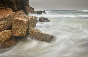 Cove Prints: Atlantic surf rolls across granite shoreline rocks