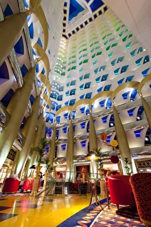 Atrium of the Burj Al Arab Hotel, Dubai, United Arab Emirates, Middle East