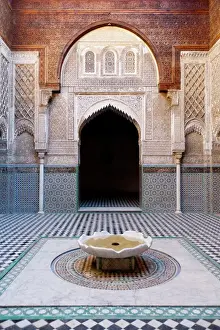 Water Fountain Prints: Attarine Madrasah, Fez, UNESCO World Heritage Site, Morocco, North Africa, Africa