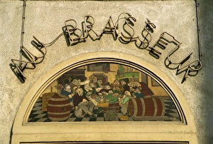 Signs Prints: Au Brasseur restaurant, Old Town, Brussels, Belgium, Europe