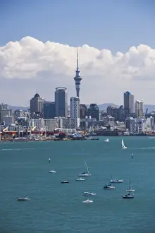 Observation Tower Prints: Auckland City skyline and Auckland Harbour seen from Devenport, North Island, New Zealand