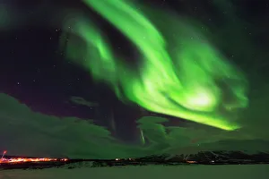Glowing Prints: Aurora borealis (Northern Lights), Abisko, Lapland, Arctic Circle, Sweden, Scandinavia