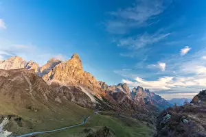 Mountain Pass Prints: Autumn colors at Rolle Pass with Cimon della Pala in background, Pale di San Martino