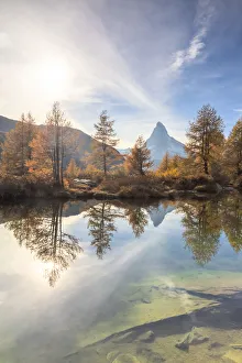 Valais Prints: Autumn at Grindjisee Lake with Matterhorn in the background
