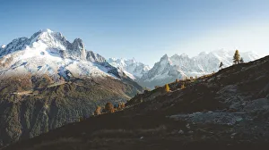 French Alps Prints: Autumn mist over Aiguille Verte, Dent du Geant, Aiguilles du Chamonix
