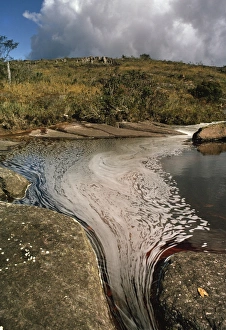 Venezuela Prints: Auyantepui (Auyantepuy) (Devils Mountain) summit, and Blackwater River