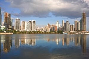Avenue Balboa and Punta Patilla buildings reflected in Panama Bay, Panama City
