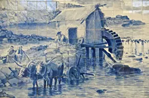 Depiction Prints: Azulejos (earthenware tiles), Sao Bento Railway Station, Oporto, Portugal, Europe
