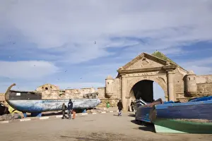Five People Prints: Bab El Marsa gateway entrance gate through walls of 18th century fortified town