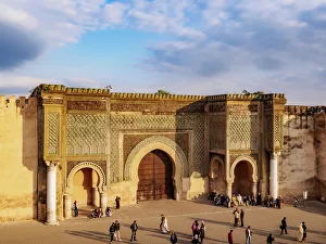 Females Prints: Bab Mansur (Bab Mansour), gate of the Old Medina, UNESCO World Heritage Site