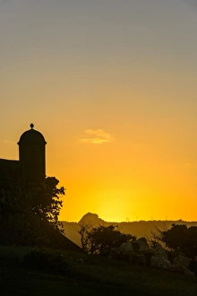 Watchtower Prints: Backlit watchtower of the Fortress of Fortaleza San Felipe