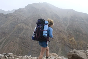 Images Dated 28th December 2007: Backpacker heads up to first basecamp on Mount Aconcagua, Argentina, South America