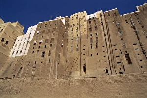 Yemen Prints: Backs of mud brick houses and toilets, Shibam, UNESCO World Heritage Site