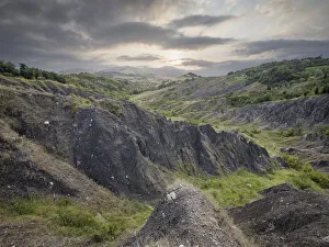 Badlands Prints: Badlands and green hills, Emilia Romagna, Italy, Europe