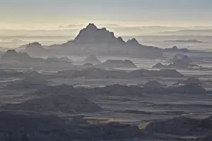 Hazy Prints: Badlands layers on a hazy morning