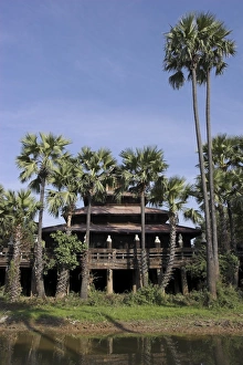 Inwa Prints: Bagaya Kyaung monastery, built of teak in 1838, supported by 267 posts
