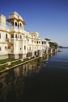 Balconies Prints: Bagore-ki-Haveli on Lake Pichola, Udaipur, Rajasthan, India, Asia