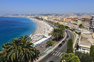 Baie des Anges and Promenade Anglais, Nice, Alpes-Maritimes, Provence, Cote d Azur, French Riviera, France, Europe