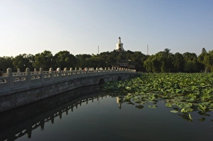 Dagoba Prints: Baitai White Dagoba on Jade Islet, originally built in 1651 for a visit by the Dalai Lama