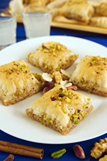 Baklava Prints: Baklava, filo pastry with honey and pistachios, Greece, Europe