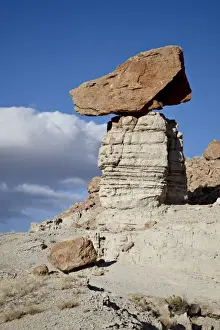 Balanced rock in Plaza Blanca Badlands (The Sierra Negra Badlands), New Mexico