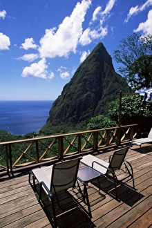 Saint Lucia Prints: The balcony of one of the villas at the Ladera resort
