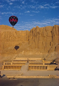 Hatshepsut Prints: Ballon over Deir El Bahari, Temple of Hatshepsut, West Bank, Thebes, Egypt, North Africa
