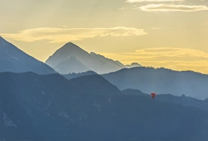 Hot Air Balloon Prints: Balloon at sunrise, Bled, Slovenia, Europe